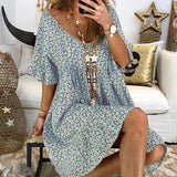 Shirt Sexy V Neck Boho Floral Print Dress