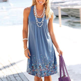 Sleeveless Floral Print Loose Beach Summer Dress