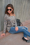 Fashion leopard off-shoulder base shirt