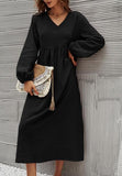 Fashion Women's Cotton Loose Lantern Sleeve Dress