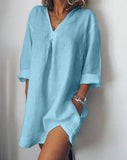 Leisure Cotton Linen Pocket Vestidos