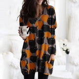 Oversized Halloween Element Print Long-sleeved Sweatshirt Hoodie