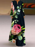 Flower Print Casual Maxi Dresses