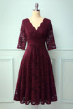 Lace Formal Dress with 3/4 Sleeves