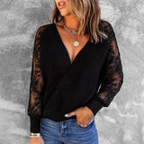 V-neck Lace Hollow Out Sweater