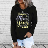 Christmas Pattern Printed Drawstring Hooded Sweater