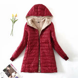 FLEECE QUILTED COTTON THERMAL SLIM ZIPPER DOWN JACKET