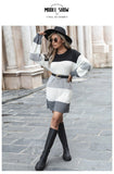 Splicing Knit Round Leader Sleeve Set Skirt