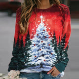 Christmas Landscape Pullover Long Sleeve Large Size Top