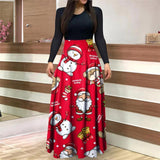 Christmas Printing Long Sleeve Dress