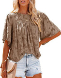 Short Sleeve Lace Chiffon Top