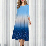 Autumn long sleeve tie dye printed maxi dress