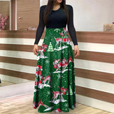 Christmas Printing Long Sleeve Dress