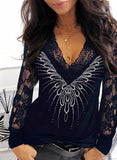 Lace V-neck T-shirt