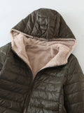 FLEECE QUILTED COTTON THERMAL SLIM ZIPPER DOWN JACKET