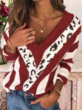 V Neck Striped Sweater