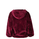 Velvet Solid Color Zipper Warm Oversized Hoodie