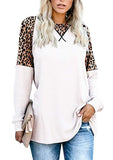 Plus Sizes Leopard Ruffles Vintage Femme Shirts