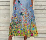 Casual Floral Tunic V-Neckline A-line Dress