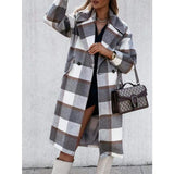 Plaid Woolen Long Coats