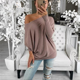 Solid Boat Neck Drop Shoulder Top