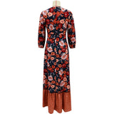 Vintage Elegant Floral Long Sleeves A-line Casual Dresses