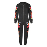Butterfly Print Hooded Zipper Casual Suit
