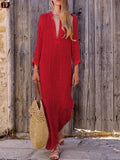 Women Boho Cotton-Linen Beach Maxi Dress