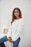 Decorative Button Long Sleeve T Shirt