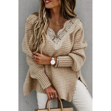 Winter Lace V-neck Sweater