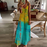 Women Boho flower Print Maxi Slip Loose Dress