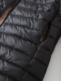 FLEECE QUILTED COTTON THERMAL SLIM ZIPPER DOWN JACKET