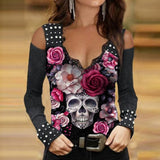 Punk skull off shoulder top