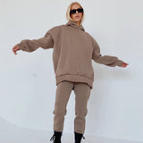 Women's Tracksuit Fleece Hooded Two Piece Set Oversized Hoodies Jogger Pants Sets