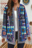 new retro cotton linen printed loose Long Sleeve Jacket