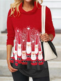 Christmas printed pile of long-sleeved T-shirt women's top 2021