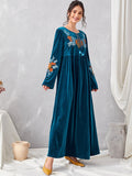 Thickened velvet embroidery casual long dress