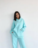 Loose Solid Color Casual Hooded Sweater Suit