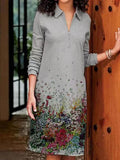 Floral fashion long-sleeved casual dress