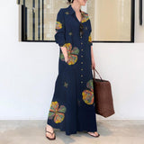 Vintage Printed Shirt Dress Women's Spring Sundress