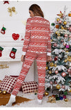 Reindeer Run Print Long Sleeve Top & Drawstring Pants Loungewear Set