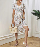 Dress 2021 Casual V-neck Short Sleeve Vintage Flora