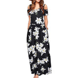 Stylish Floral Short Sleeve Maxi Dress