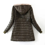 FLEECE QUILTED COTTON THERMAL SLIM ZIPPER DOWN JACKET