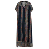 Cotton V-neck bohemian maxi dress