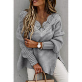 Winter Lace V-neck Sweater