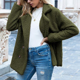 Women New Button Fur Coat Lace Loose Velvet