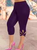 Women's solid color hollow out plus size sports yoga leggings