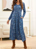 Casual Floral Cotton-Blend Long Sleeve Maxi Dresses