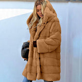 Loose Plush Hooded Imitation Fur Coat